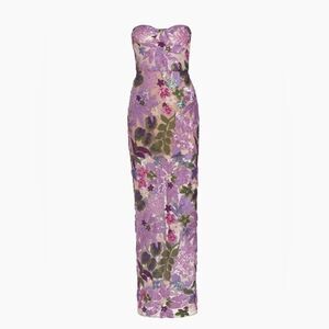NWOT BRONX AND BANCO Dahlia Strapless Floral-Embroidered Sequin Gown